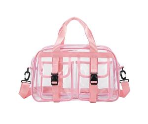 JZ Sac à bandoulière en PVC transparent résistant à l'eau, multi-compartiments, conforme aux normes du stade, sac à bandoulière transparent pour événements et usage quotidien