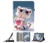 JZ Shockproof Crystal Painted Flip Cover pour Lenovo Tab M8 1st/2nd/3rd 8.0 inch Portefeuille en Cuir PU avec Porte-Crayon & Stand - Fashion Tiger
