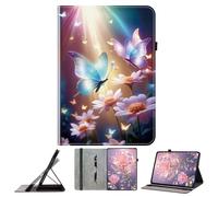 JZ Shockproof Crystal Painted Flip Cover pour MatePad T10s Portefeuille en Cuir PU avec Porte-Crayon & Stand - Butterfly Love Flowers