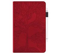 JZ [Tree of Life Coque Compatible with Samsung Galaxy Tab A 10.1 inch SM-T580 SM-T585 Tablet PC Flip Cover - Red