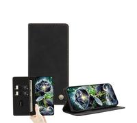 JZ Ultra-dünne PU Leder Portefeuille Cas pour Moto E22/E22i avec fenêtre Carte, Blocage RFID, Support à Coup de Pied et Fermeture magnétique - Black