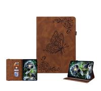 JZ Vintage Floral Butterfly Design Premium PU Leather Cas pour Amazon Fire HD 8 (8th/7th/6th/5th Gen) Multi-Angle Viewing Couverture de Stand avec Porte-Crayon - Brown