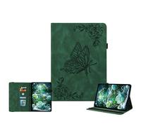 JZ Vintage Floral Butterfly Design Premium PU Leather Cas pour Honor Pad X7 8.7 in Multi-Angle Viewing Couverture de Stand avec Porte-Crayon - Dark Green