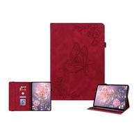 JZ Vintage Floral Butterfly Design Premium PU Leather Cas pour Lenovo Idea Tab Pro 12.7 inch Multi-Angle Viewing Couverture de Stand avec Porte-Crayon - Red
