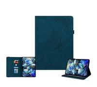 JZ Vintage Floral Butterfly Design Premium PU Leather Cas pour Lenovo Tab K10 10.3 inch Multi-Angle Viewing Couverture de Stand avec Porte-Crayon - Dark Blue
