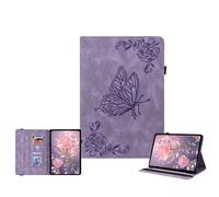 JZ Vintage Floral Butterfly Design Premium PU Leather Cas pour MatePad T10s Multi-Angle Viewing Couverture de Stand avec Porte-Crayon - Violet