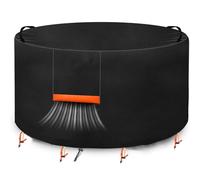 JZAHYUK Housse de foyer rond, housse de foyer d'extérieur très résistante et imperméable, 600D, accessoires de foyer à gaz rond, noir, 111,8 x 61 cm