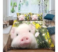 JZBQWGFHMVLD Parure lit Cochon Fleurs déco ado Chambre | Super king（260x220cm）toucher microfibre doux fermeture éclair entretien facile hypoallergénique style ludique cadeau