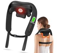 JZBRAIN Masseur de cou et d'épaules avec chaleur - Masseur Shiatsu sans fil pour soulager la douleur des tissus profonds - Vitesse et modes réglables de massage pour le dos - Cadeau pour homme et