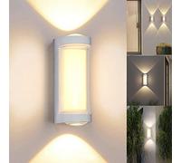 JZCDR Applique Murale Exterieur Blanche LED Luminaire Lampe Murale Interieur IP65 Étanche Aluminium 10W Lumière Blanc Chaud Éclairage Mural d'extérieur pour Jardin Terrasse Proche Mur Patio Villa
