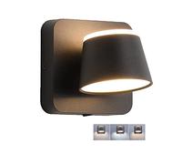 JZCDR Appliques de Chevet Orientable Applique Murale avec Interrupteur Dimmable Luminaire Murale Interieur Liseuse LED éclairage de Tête de Lit Couloir Canapé Lampe Murale Chambre Adulte Enfant,Noir