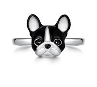JZCOLOR Bague bouledogue français pour femme : bague en cuivre sur le thème du chien, idée cadeau élégante pour les parents, les amoureux des animaux, bijoux cadeau, Cuivre, Aucune pierre précieuse
