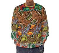 JZemdybill Chandail à manches longues et à col ras-du-cou, chat noir, pull léger et décontracté pour hommes, Motif patchwork africain, XL