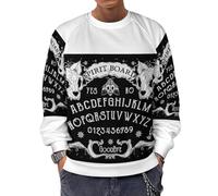 JZemdybill Chandail à manches longues et à col ras-du-cou, chat noir, pull léger et décontracté pour hommes, Planche Gothique Tête de Mort Chat Noir, 3XL