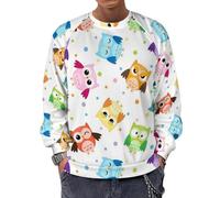 JZemdybill Chandail à manches longues et à col ras-du-cou, chat noir, pull léger et décontracté pour hommes, Motif hibou amusant, S