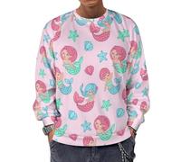 JZemdybill Chandail à manches longues et à col ras-du-cou, marbre noir, pulls décontractés légers pour hommes, Superbe motif sirène., XXL