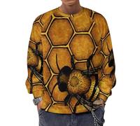 JZemdybill Chandail à manches longues et à col ras-du-cou, pingouin mignon, pull léger et décontracté pour hommes, abeille., L