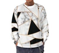 JZemdybill Chandail à manches longues et à encolure ras du cou, arc-en-ciel coloré, pull léger et décontracté pour hommes, Texture marbre noir, L