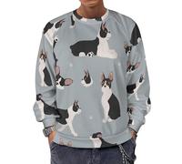 JZemdybill Chandail à manches longues et à encolure ras du cou, arc-en-ciel coloré, pull léger et décontracté pour hommes, Boston Terrier, 4XL