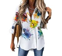 JZemdybill Chemisier à manches longues pour femme, motif perroquet aquarelle 3D, chemise boutonnée pour le travail et les fêtes, Perroquet aquarelle 3D., XXL