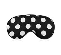 JZemdybill Masque de sommeil en tissu lisse à pois noirs avec bandeau réglable pour homme et femme