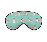 JZemdybill Masque pour les yeux en tissu lisse, joli masque de sommeil Corgi Pet et thé au lait, masque de sommeil pour les yeux avec bandeau réglable pour homme et femme