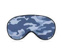 JZemdybill Masque pour les yeux en tissu lisse, masque de sommeil camouflage bleu, masque de sommeil avec bandeau réglable pour homme et femme