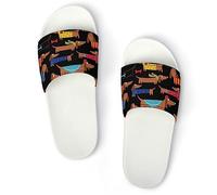 JZemdybill Pantoufles de douche antidérapantes pour homme et femme Motif bananes, Teckels blancs I Love My Dog, 43.5 EU