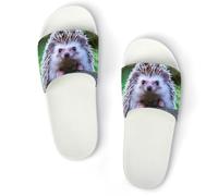 JZemdybill Pantoufles de douche, motif camouflage, pour homme et femme, antidérapantes, Petit hérisson blanc mignon, 46 EU