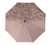 JZemdybill Parapluie pliant, rose pâle, or rose pailleté, parapluie de voyage pour coupe-vent, imperméable, Style :, Manual