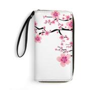 JZemdybill Portefeuille en cuir, fleurs de coquelicot rouge, avec corde, petite taille et grande capacité, facile à transporter, Plum Blossom, 19.7x10.5cm, Moderne