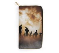 JZemdybill Portefeuille en cuir, hippopotame mignon, petite taille et grande capacité, facile à transporter, Zombies Dead Men Marche de nuit, 19.7x10.5cm, Moderne