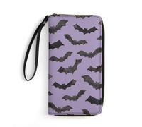 JZemdybill Portefeuille en cuir, mignon hérisson de dessin animé, avec corde, petite taille et grande capacité, facile à transporter, Jolie chauve-souris., 19.7x10.5cm, Moderne