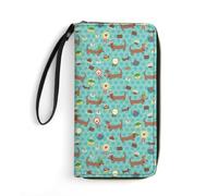 JZemdybill Portefeuille en cuir, motif tête de mort, sorcière, noir, gothique, avec corde, petite taille et grande capacité, facile à transporter, Chien saucisse, 19.7x10.5cm, Moderne