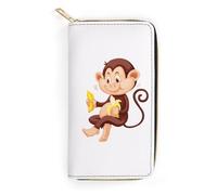 JZemdybill Portefeuille en cuir, perroquet calopsitte petite abeille, petite taille et grande capacité, facile à transporter, Petite abeille singe banane, 19.7x10.5cm, Moderne