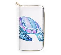 JZemdybill Portefeuille en cuir, tortue de mer aquarelle, petite taille et grande capacité, facile à transporter, Aquarelle tortue de mer., 19.7x10.5cm, Moderne