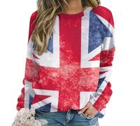 JZemdybill Pull décontracté pour femme, motif notes de musique colorées, col rond, manches longues, Drapeau britannique vintage Union Jack., 3XL