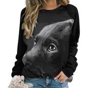 JZemdybill Pull décontracté pour femme, noir labrador chiot art sweatshirts pour femmes, col rond à manches longues, Chiot labrador noir, M