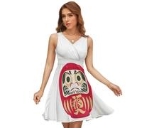 JZemdybill Robe d'été sans manches avec col en V pour femme, robe d'été Daruma pour fête, vacances, Fortune Daruma, XXL