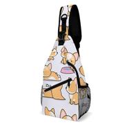 JZemdybill Sac à bandoulière, sac de poitrine amusant Corgi, sac à bandoulière pour voyage, shopping, sport