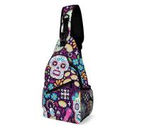 JZemdybill Sac à bandoulière, sac de poitrine mexicain Dia De Muertos, sac à bandoulière pour voyage, shopping, sport, Style :, 38x20cm