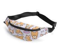 JZemdybill Sac banane, sac banane de dessin animé, sac banane réglable pour course à pied, marche, randonnée, Funny Corgi, 36*15cm