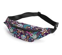 JZemdybill Sac banane, sac banane imprimé vache, sac banane réglable pour course à pied, marche, randonnée, Dia De Muertos mexicaine, 36*15cm