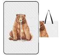 JZemdybill Tapis de pique-nique avec fermeture éclair, ours marron, tapis d'extérieur, 150 cm x 100 cm