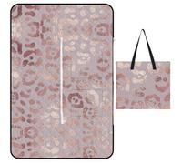JZemdybill Tapis de pique-nique avec fermeture éclair, peau de léopard, couverture de pique-nique or rose, tapis d'extérieur, 150 cm x 100 cm