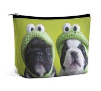 JZemdybill Trousse à cosmétiques, trousse de maquillage tentante en fleurs de cerisier, trousse de toilette portable avec fermeture éclair pour un usage quotidien, voyage, Bouledogue français avec