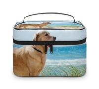 JZemdybill Trousse à cosmétiques, trousse de toilette de voyage en cuir pour femme Motif bouledogue français Boxer, Golden Retriever, 25x18x15cm