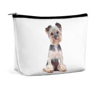JZemdybill Trousse de maquillage Yorkshire Terrier, trousse de toilette portable avec fermeture éclair pour un usage quotidien, voyage