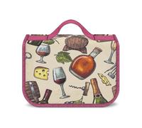 JZemdybill Trousse de toilette à suspendre, sac de toilette vintage élégant pour bouteilles de vin et raisin, trousse de maquillage étanche pour voyage, affaires, vacances, Bouteilles vintage