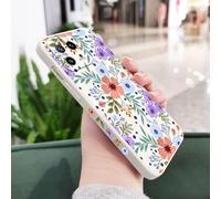 JZFDCLF Coque de téléphone à Motif Floral en Silicone Liquide pour Xiaomi 15, 14T, 14, 13, 13T, 12, 12X, 12T, 12S, 11, 11T Ultra, 10, 10T, 9, 9T Pro Lite, Blanche, pour Xiaomi 12